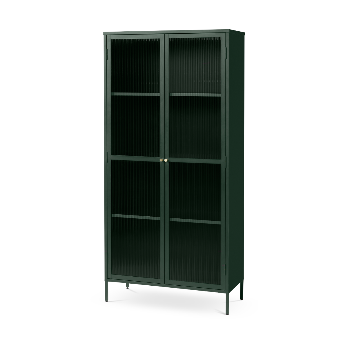 Olivine Katja Hoge Metalen Vitrinekast met Ribglas - B 90 cm - Groen