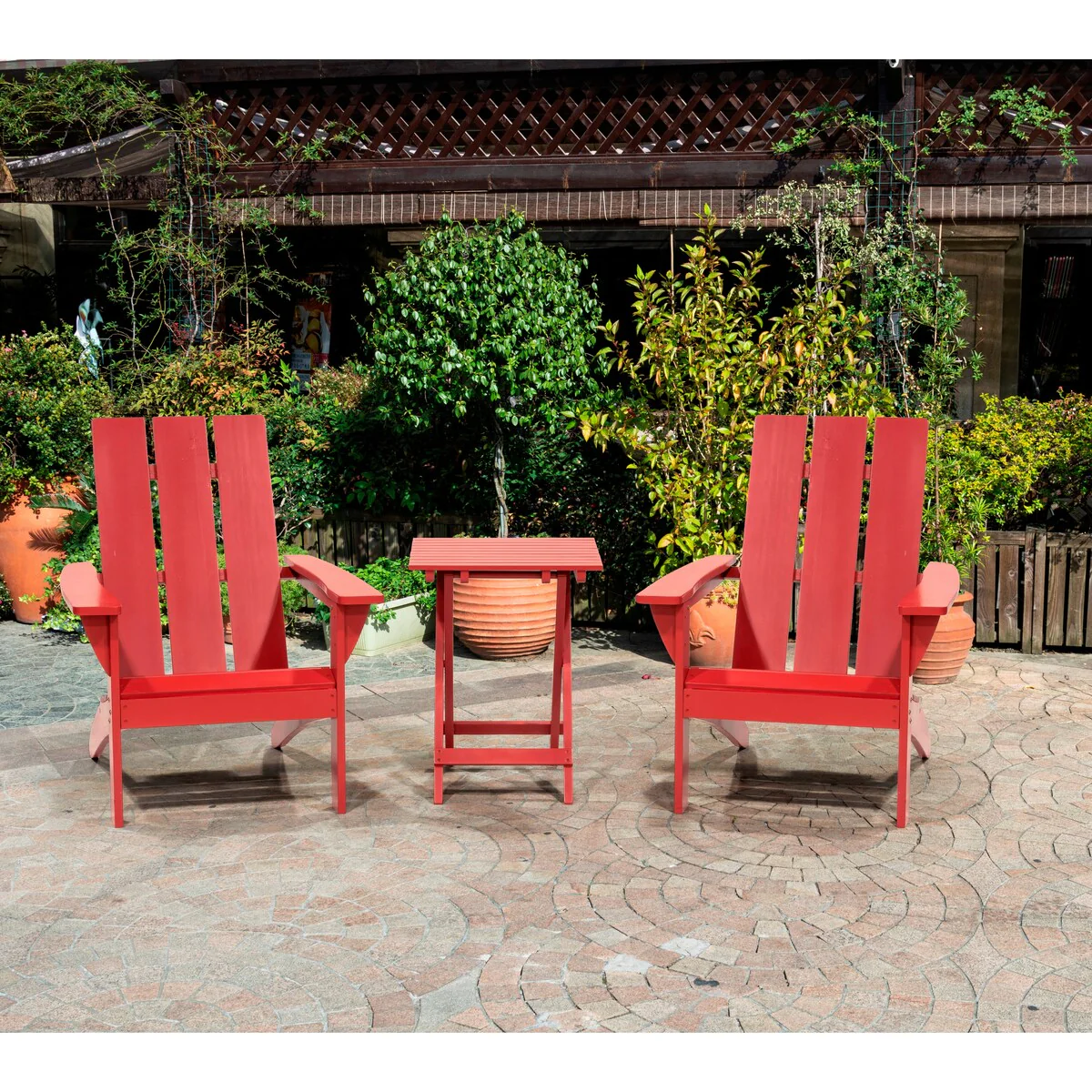 Wood Adirondack Patio Chair Set