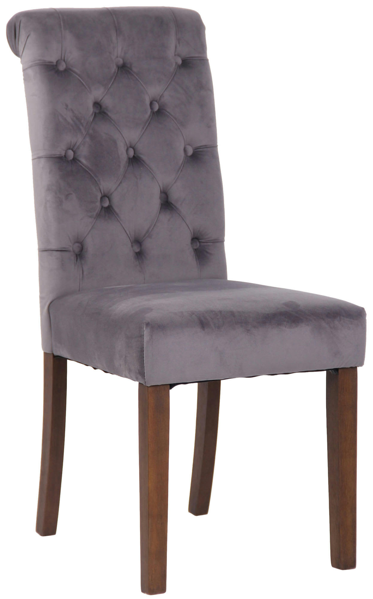 LISBURN - Chaise de salle à manger matelassée en velours Gris foncé