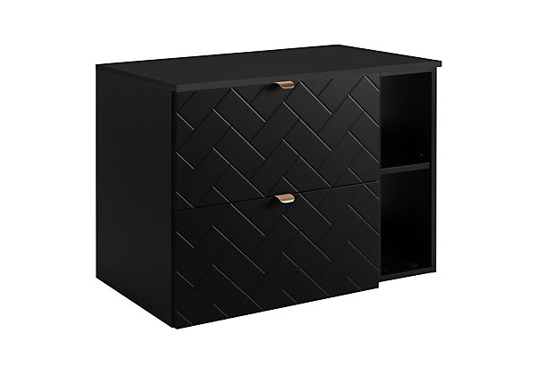 Meuble de salle de bain, Noir Mat, 80 x 57 x 46 cm, poignées dorées