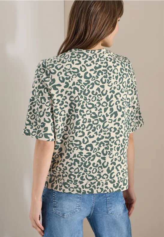 Kurzarm Sweatshirt mit Leo-Print