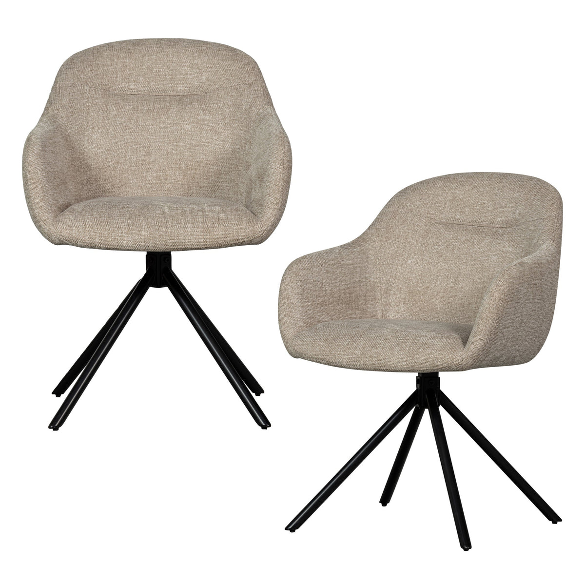 WOOOD eetkamerstoelen Grant-Jaki - Chenille - Zand - Set van 2