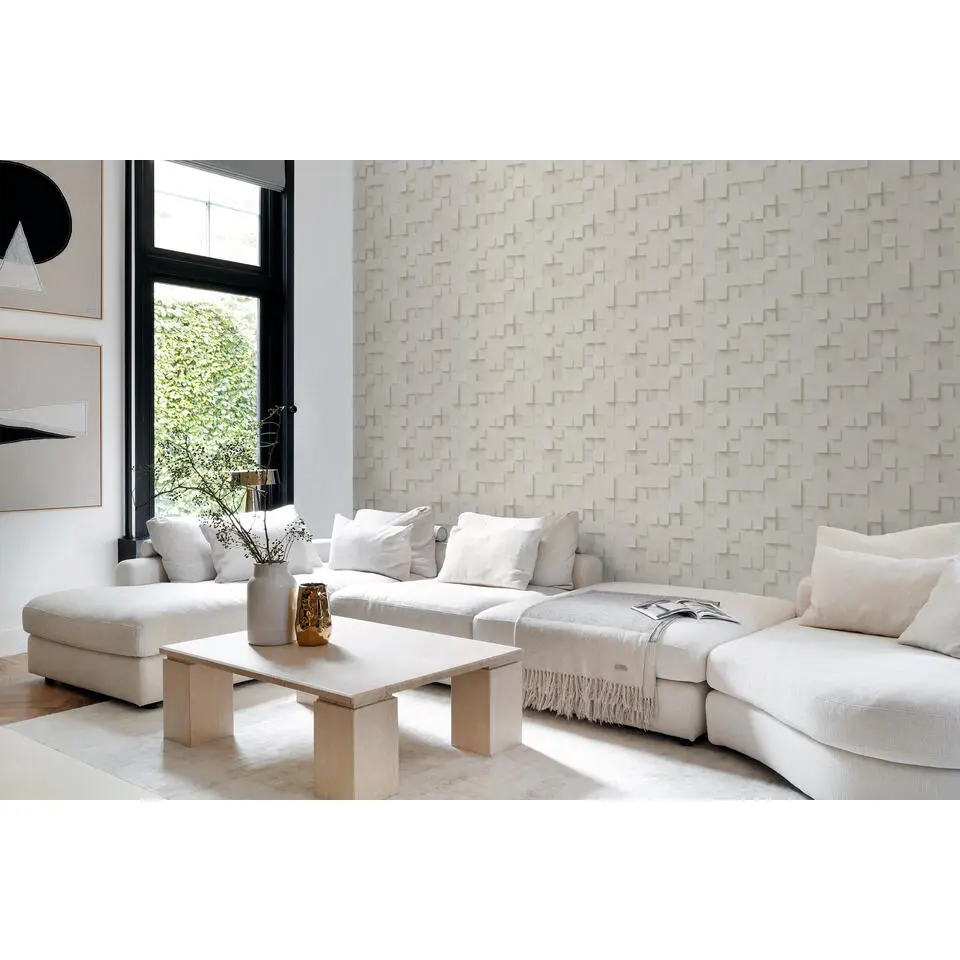 Origin Wallcoverings behang 3D kubussen lichtbeige - 50 x 900 cm