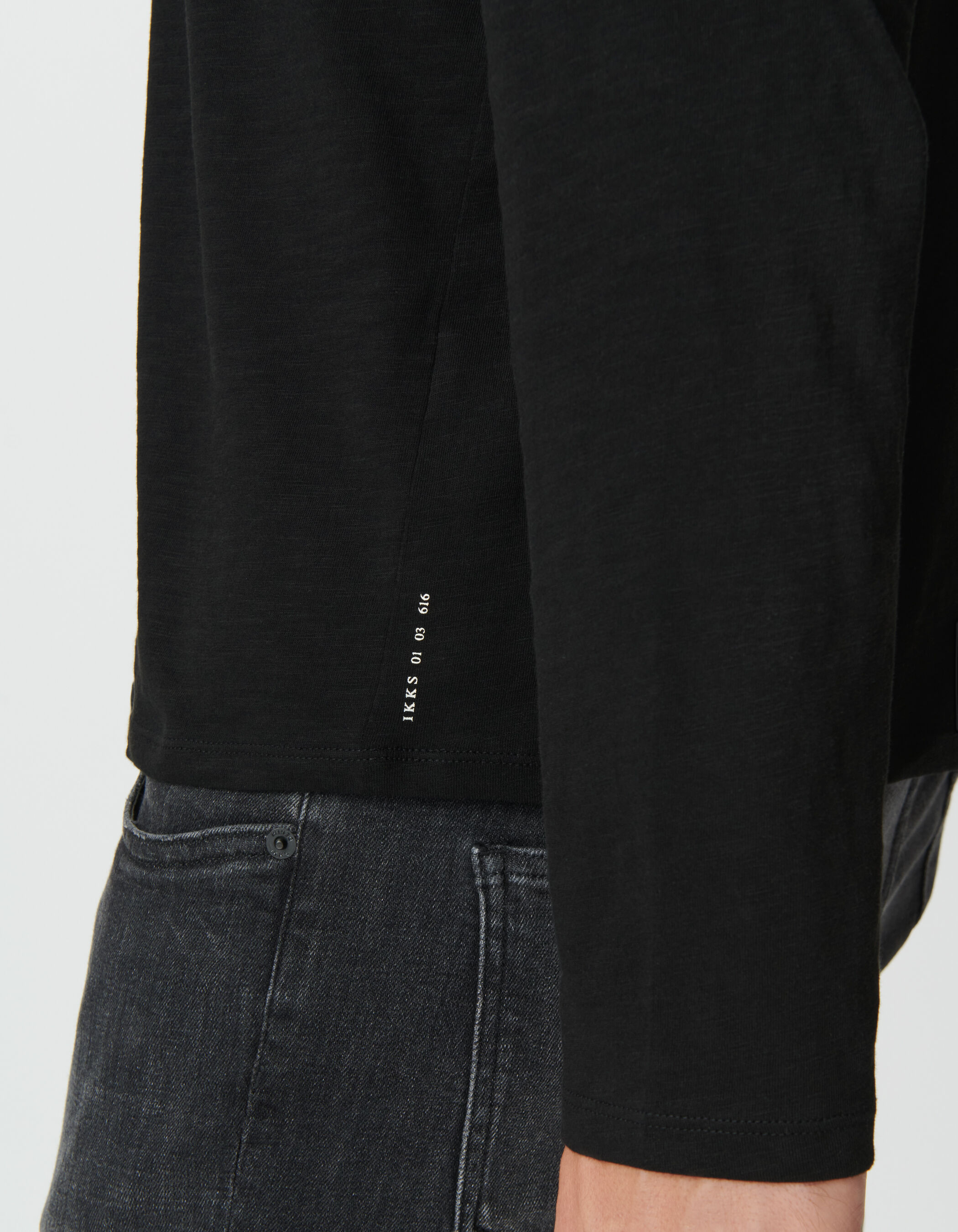 T-shirt manches longues noir coton bio flammé Homme