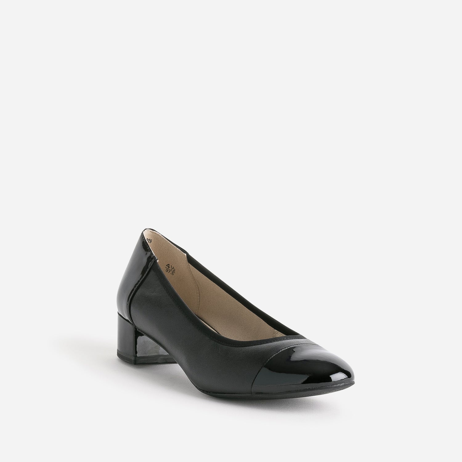 Ballerine CAPRICE noir cuir bout et talon vernis