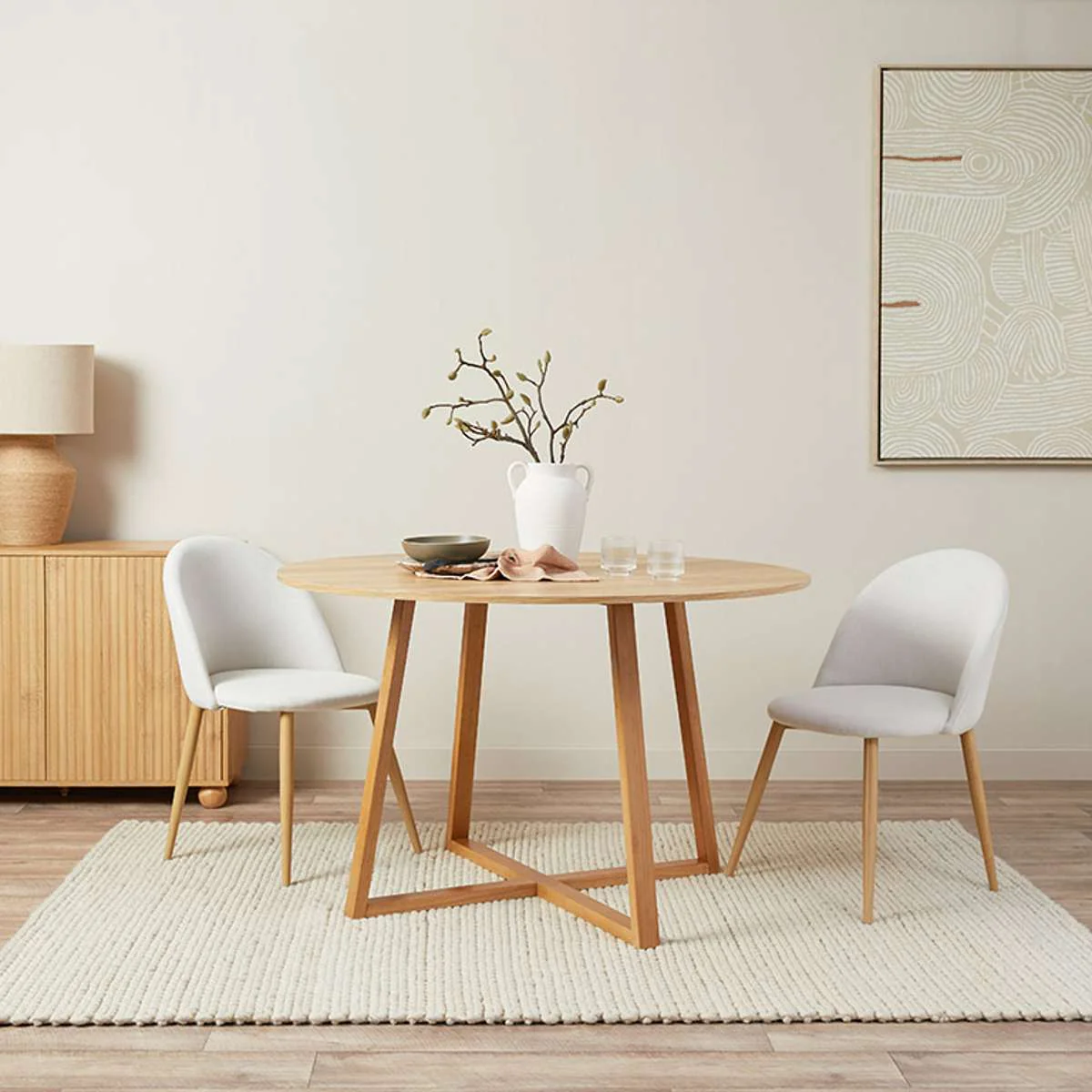 Kyoto Natural and Avila Black Five Piece Dining Set