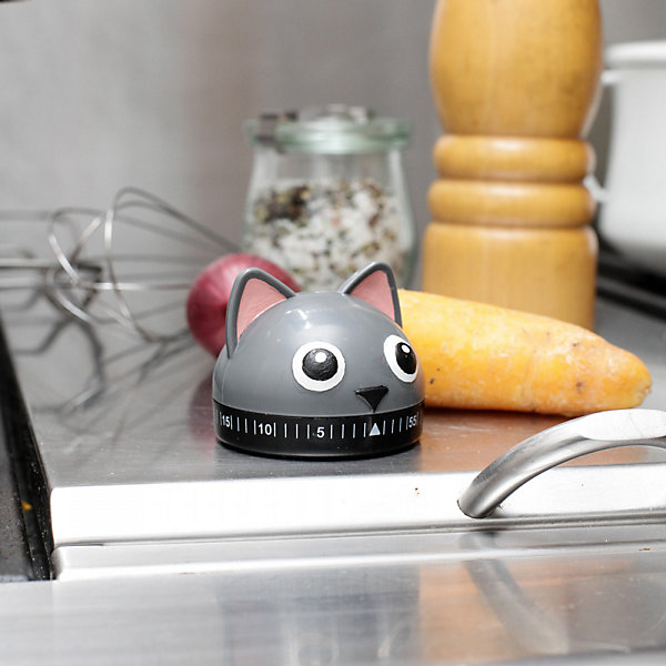 Minuteur de cuisine Chat 60 minutes en Plastique - Kikkerland