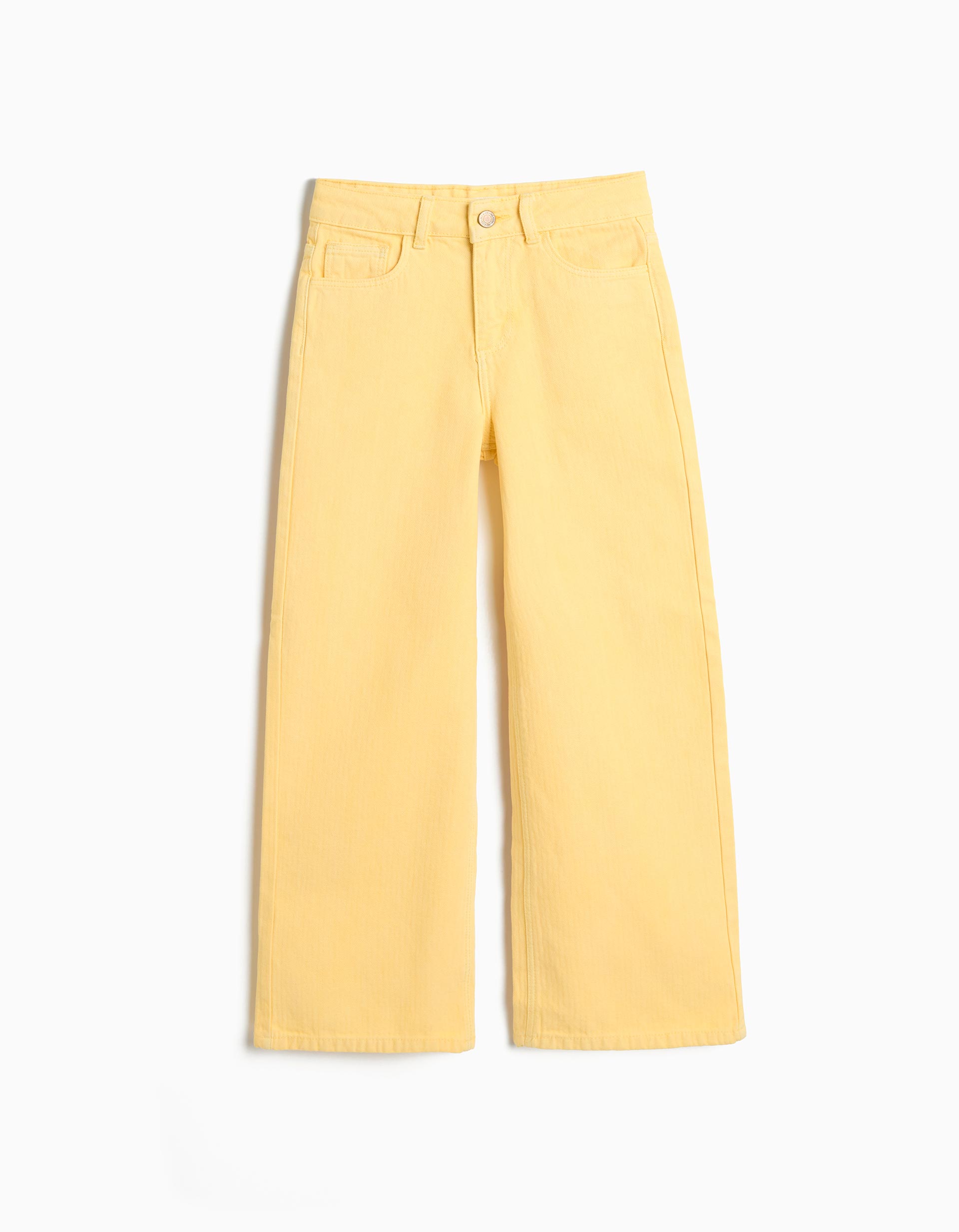 Calças de Ganga Wide Leg, Menina, Amarelo Claro