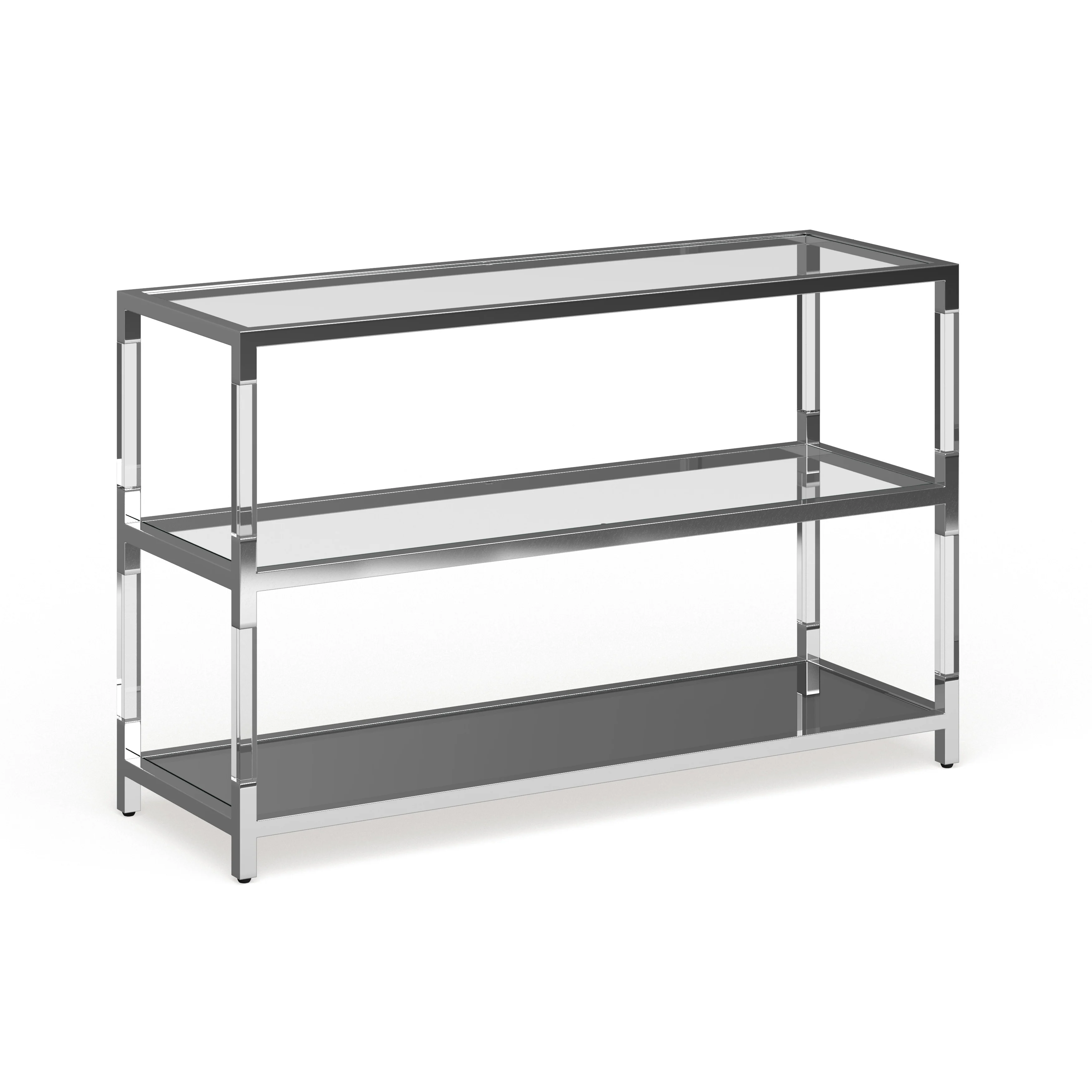 Fald Contemporary Chrome 48-inch Glass 2-Shelf Sofa Table by Furniture of America