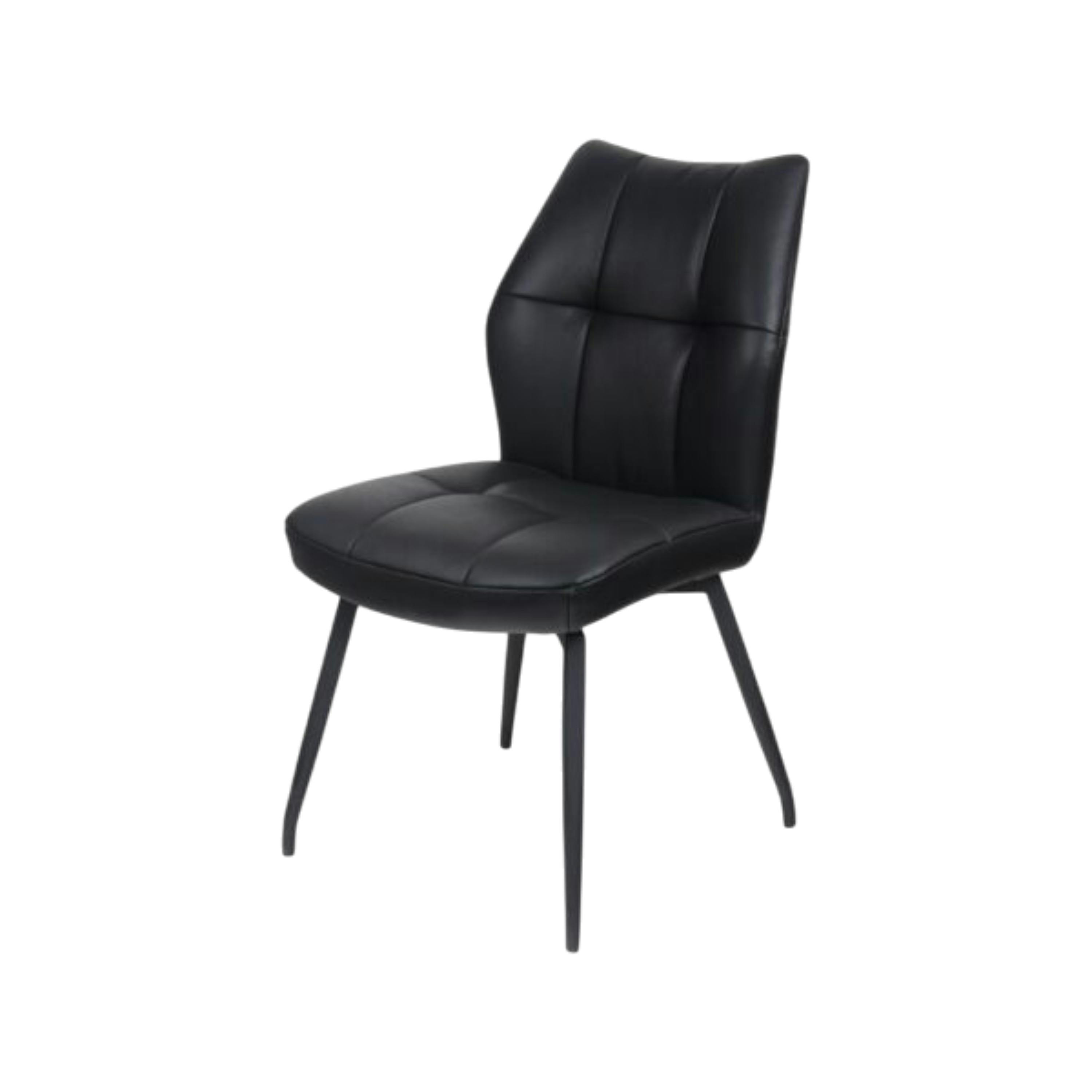 Chaise en cuir noir design damier (lot de 2) LOMBARDIE