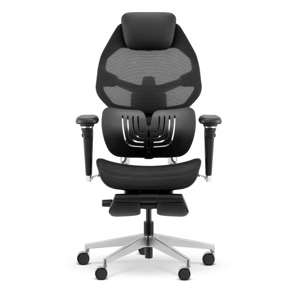 Fotel ergonomiczny Shadow Throne czarny siatka podnóżek