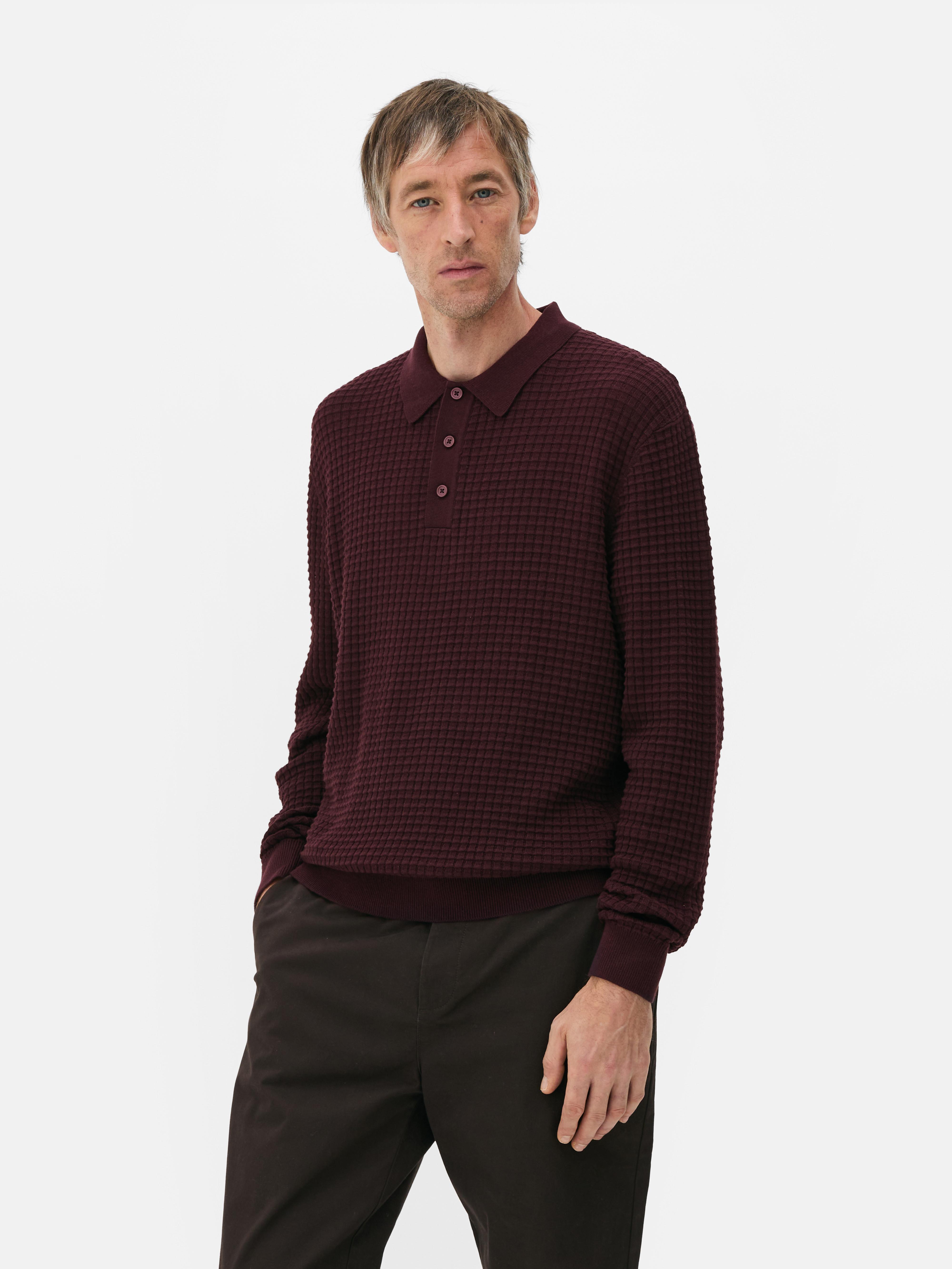 Textured Polo Sweater