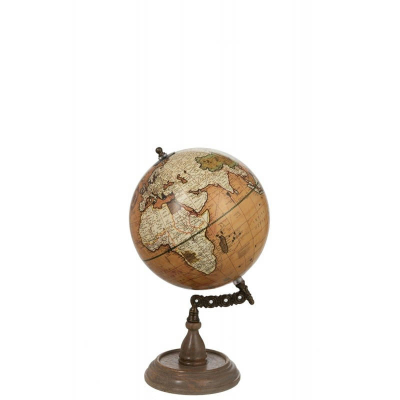 - Globe sur pied en bois orange 20x20x34 cm