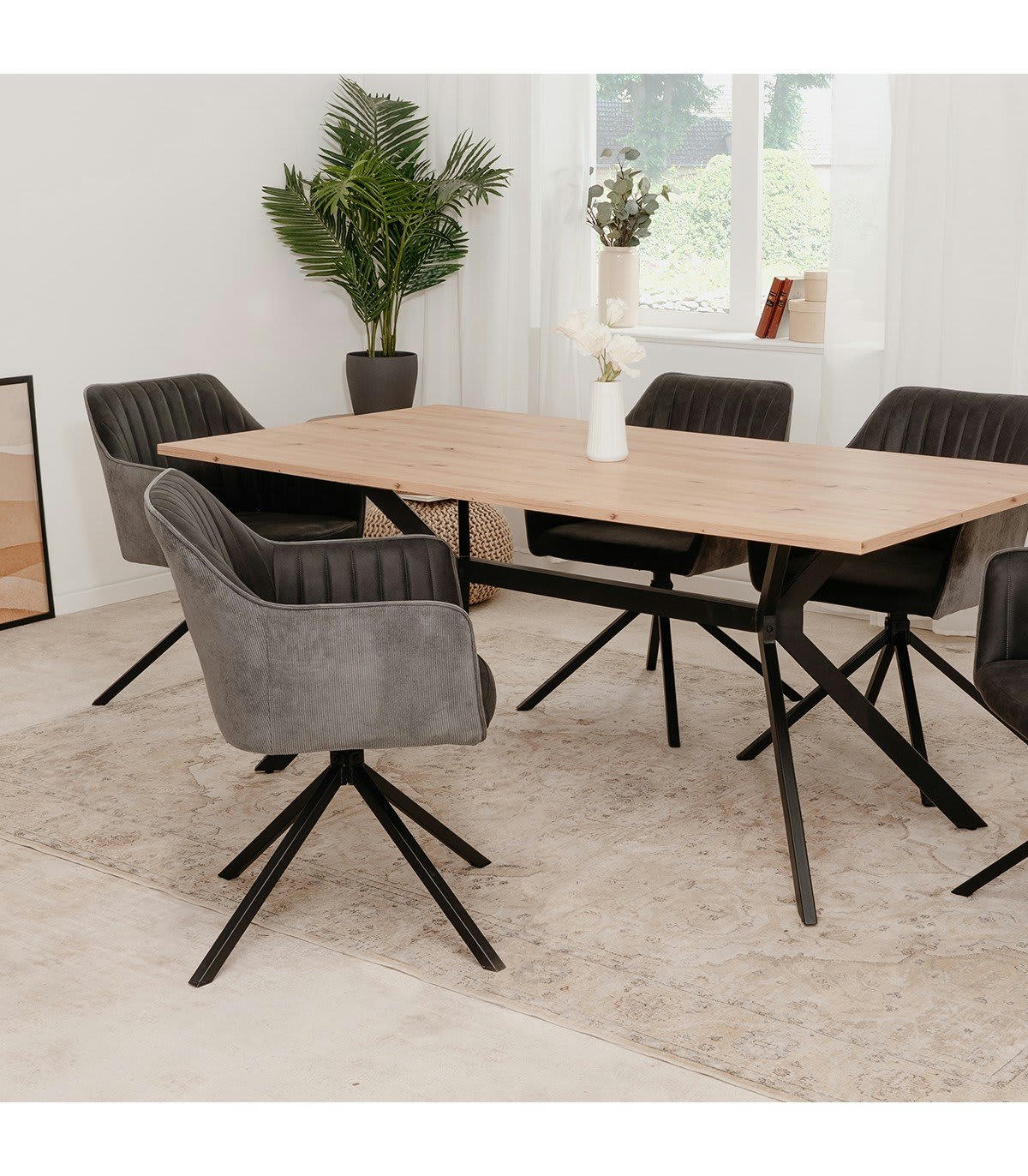 RAY - Lot de 2 chaises anthracite et pieds noirs - L60 cm