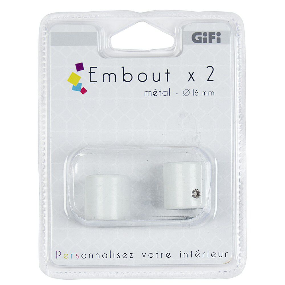 Embout pour tringle à rideaux x2 blanc aluminium