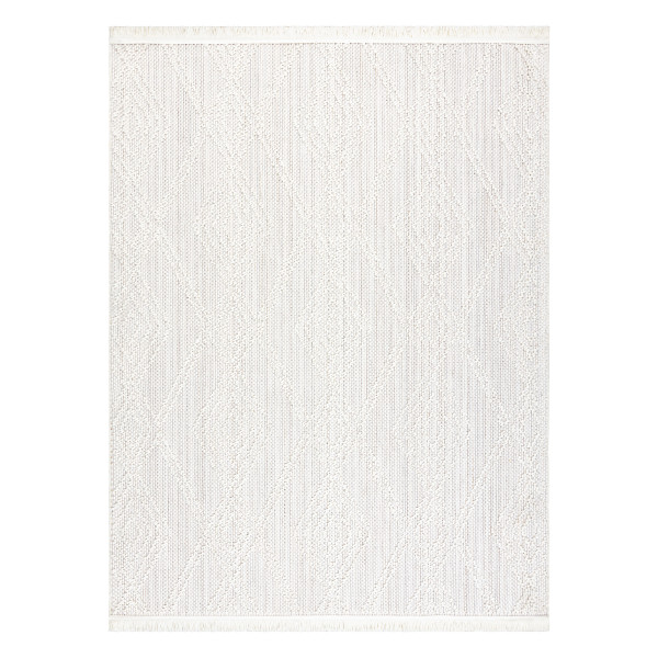 Dywan NANO EN14A Romby, pętelkowy, płasko tkany biały 80x150 cm