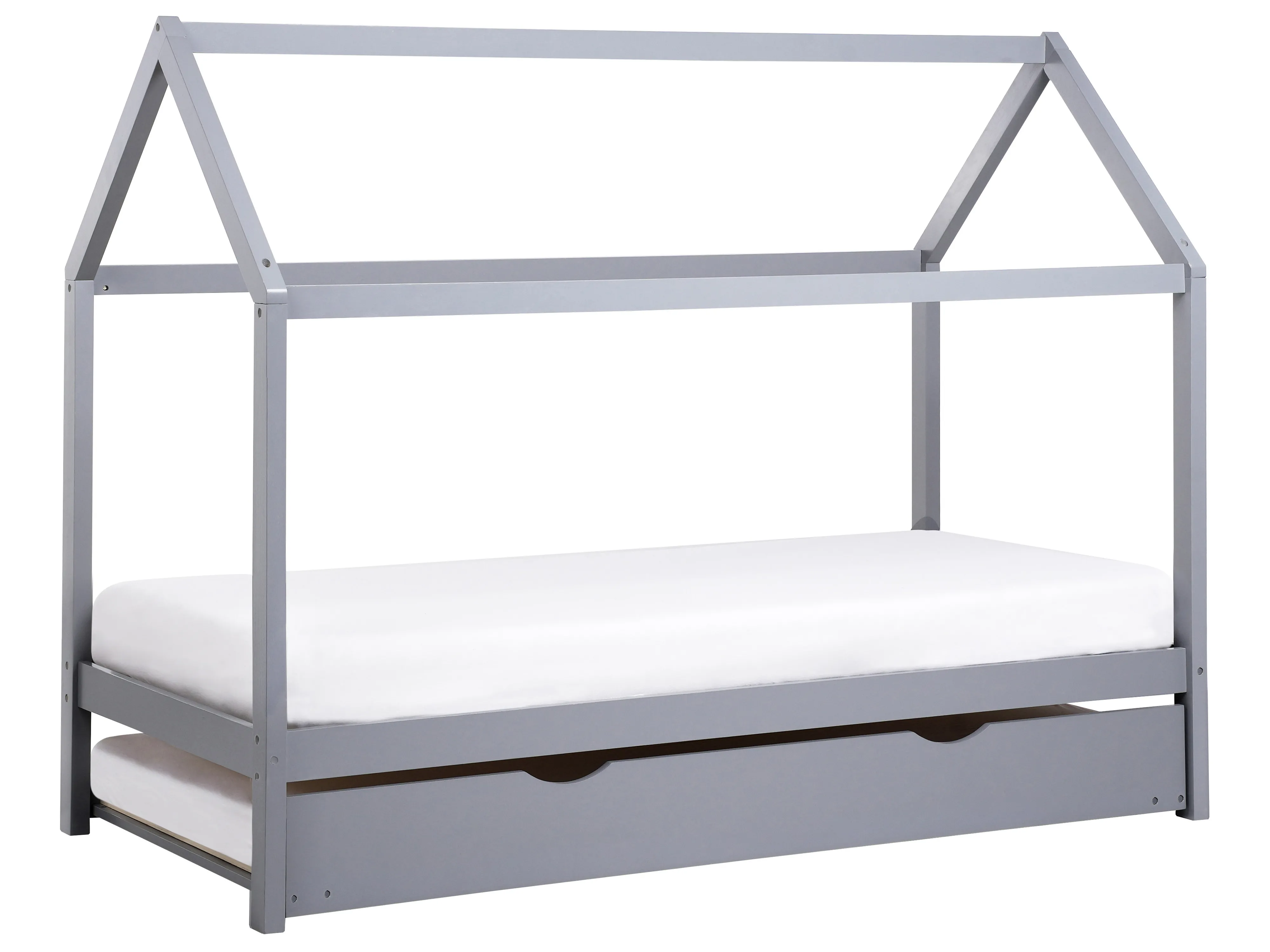 Kids Trundle Bed Pine Wood CRILLON 90 x 200 cm (EU Single) Grey