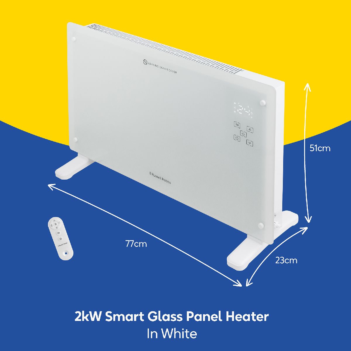 Russell Hobbs Glass Panel Electric Heater 2000W Smart Wi-Fi Enabled RHPANH2006