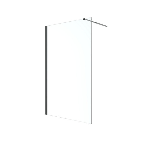 Paroi de douche à l'italienne fixe l.100 x H.195 cm, verre transparent, profilés alu noir, GoodHome Ledava