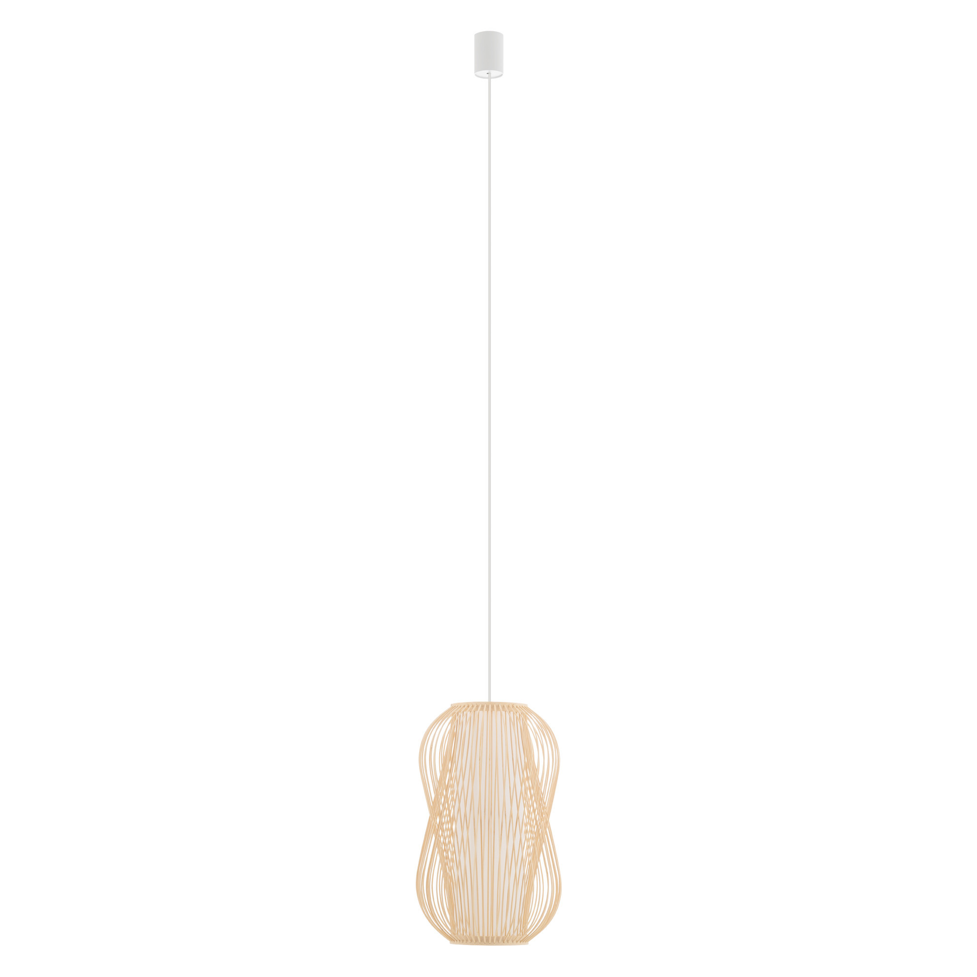 Lampa wisząca naturalne drewno-biała PUKET M 1xE27x25W Nowodvorski