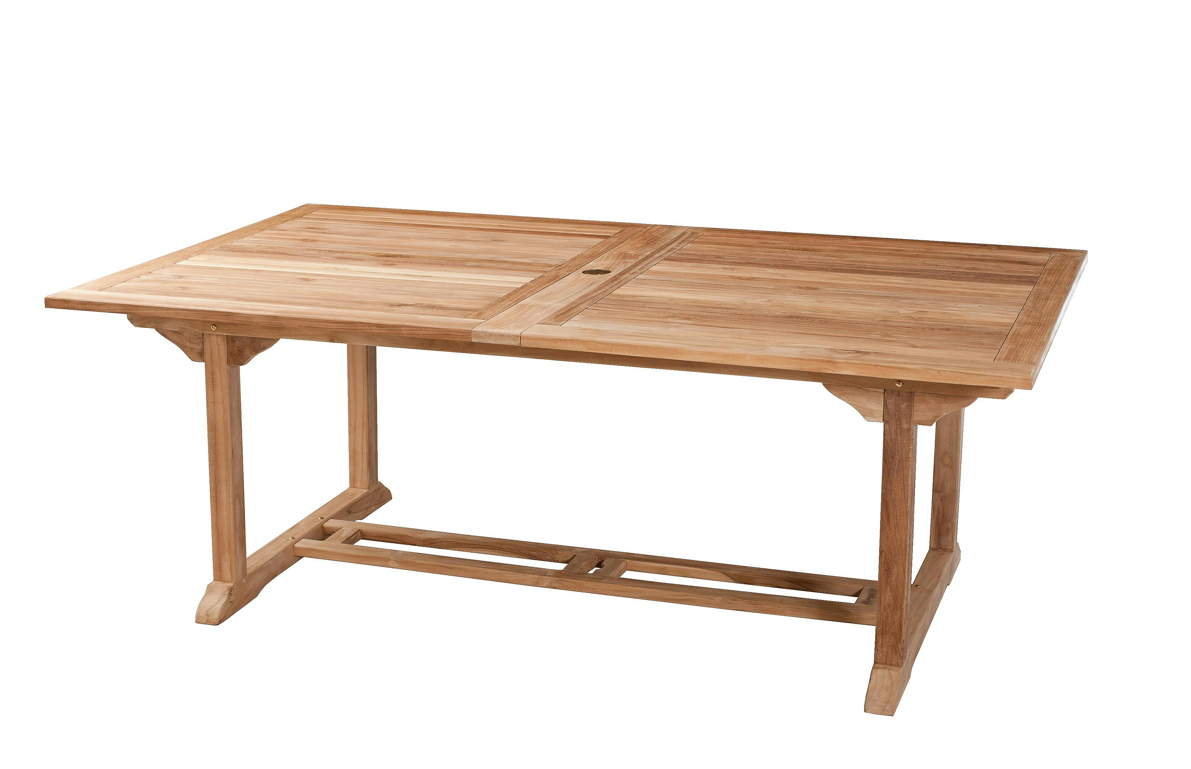 Salon de jardin en teck Table rectangle 200/300 cm et 8 chaises Lombock pliantes SUMMER