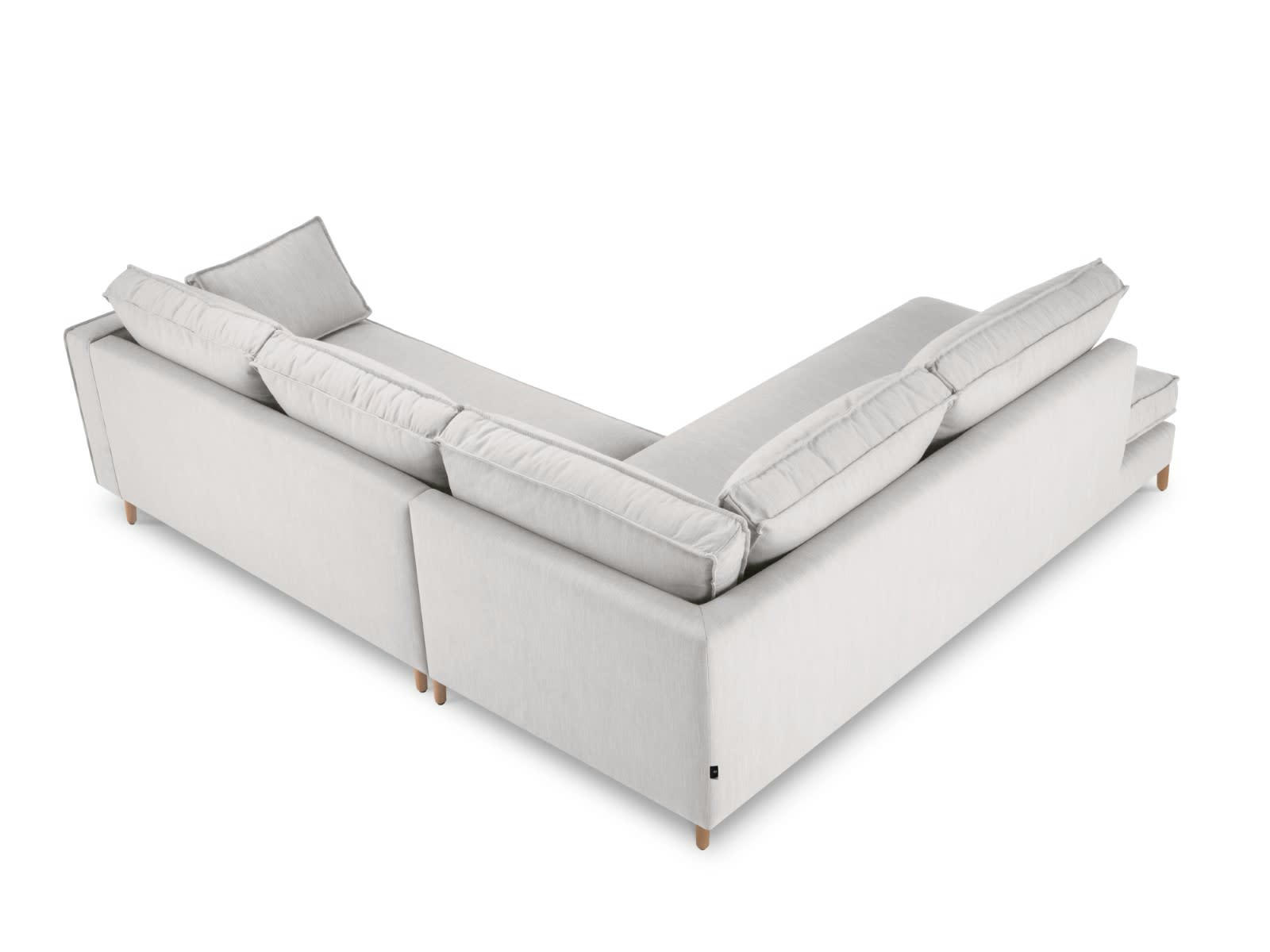 ALEXIS - Canapé D'Angle Gauche 5 places en Tissu Structurel Gris Clair