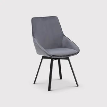 Chaise pivotante moderne en velours gris OKA (Lot de 2)