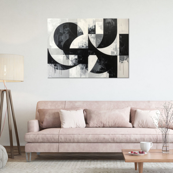 Obraz do salonu biura loftu, Geometryczne formy abstrakcja czarno 30x20