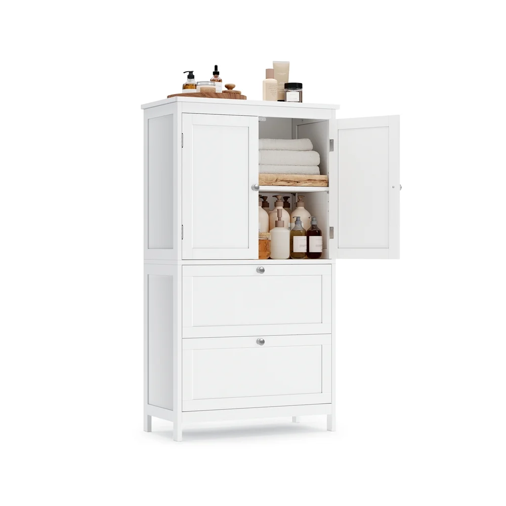 Armoire de salle de bain avec 2 tiroirs blanc