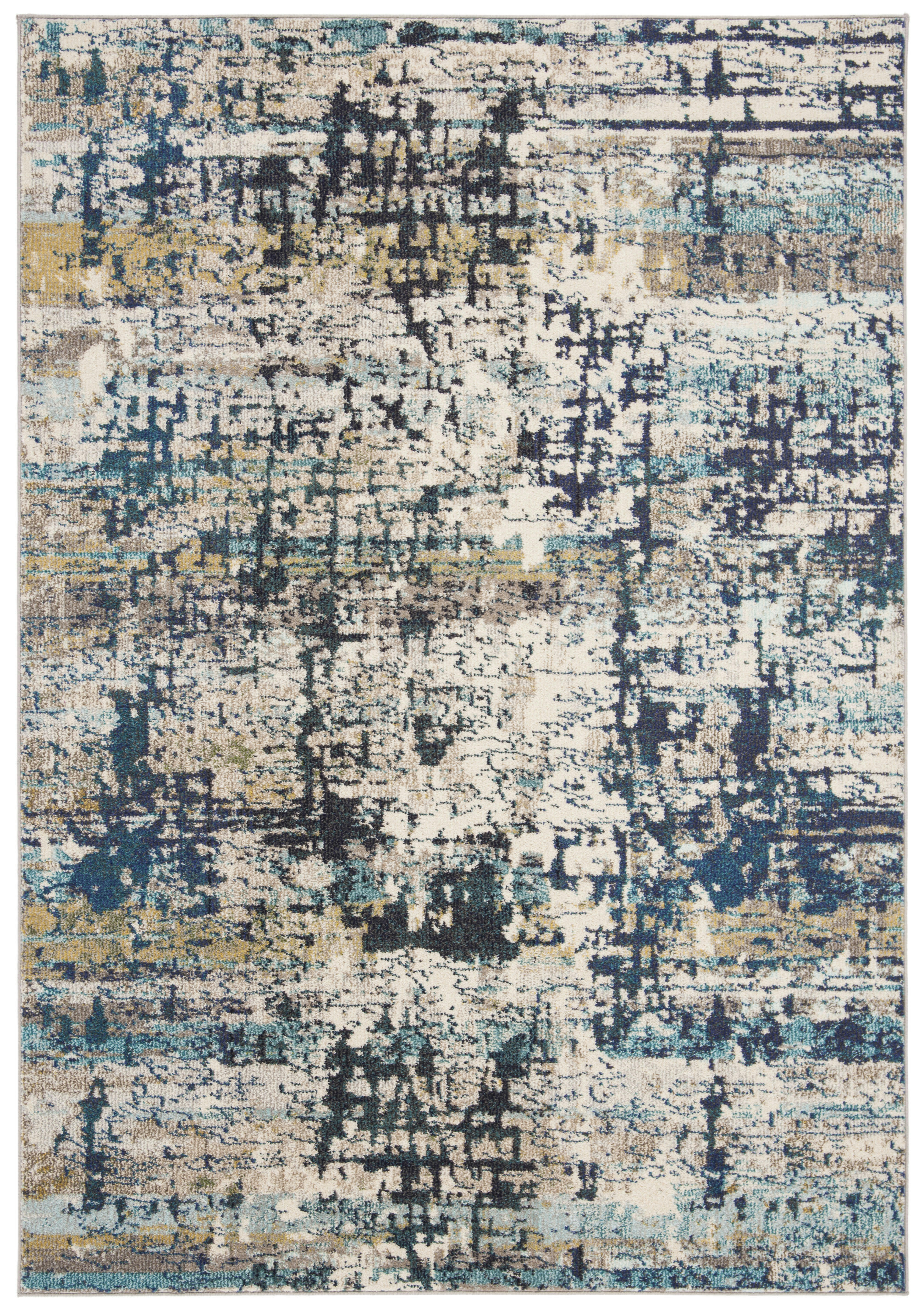 MADISON - Tapis de salon interieur en crème & bleu, 122 x 183 cm