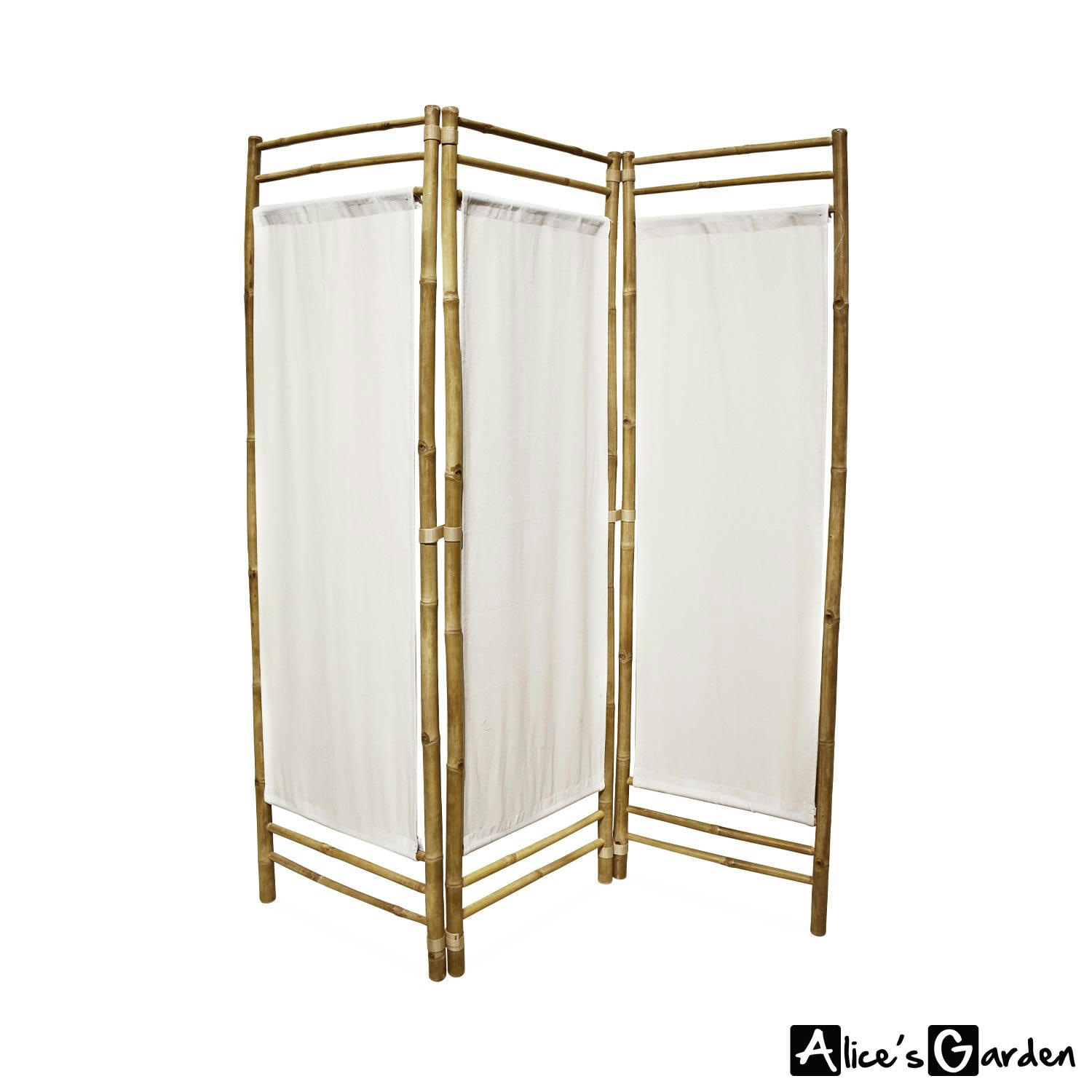 FIDJI - Paravent pliable en bambou et toile blanche