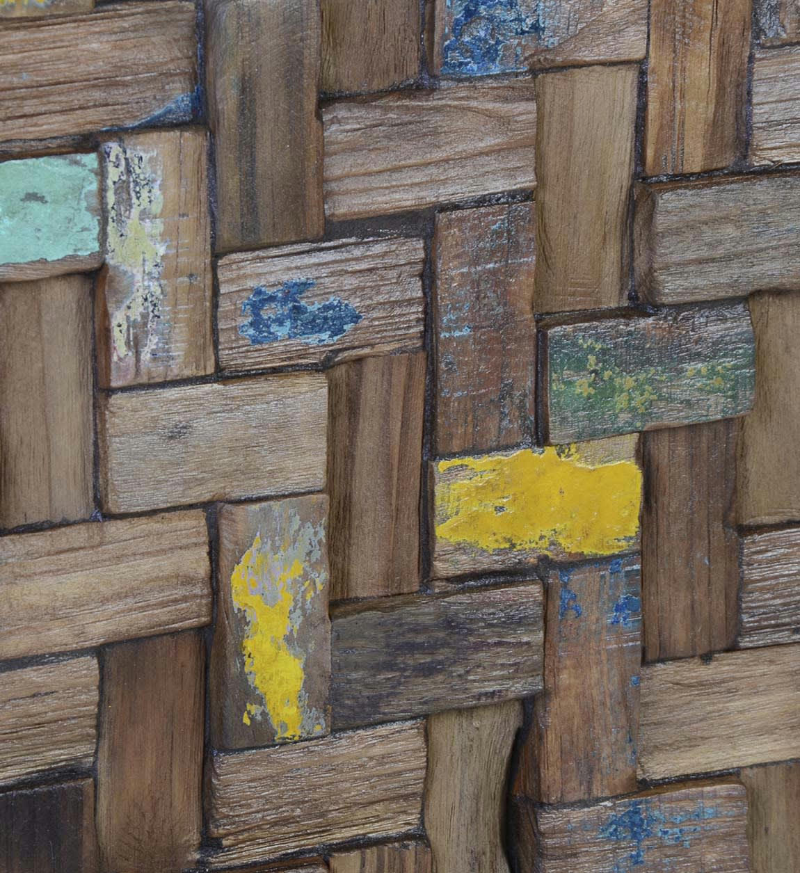 - Panneau morceaux en bois multicolorés 80x80