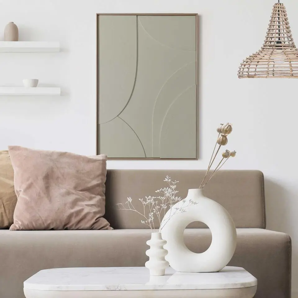 Schilderij 3D Art Terrace - sage green - 70 x 50 - Groen