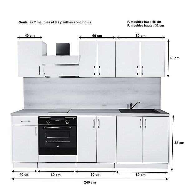 Cuisineandcie - Cuisine complète ECO Gris Brillant 240 cm