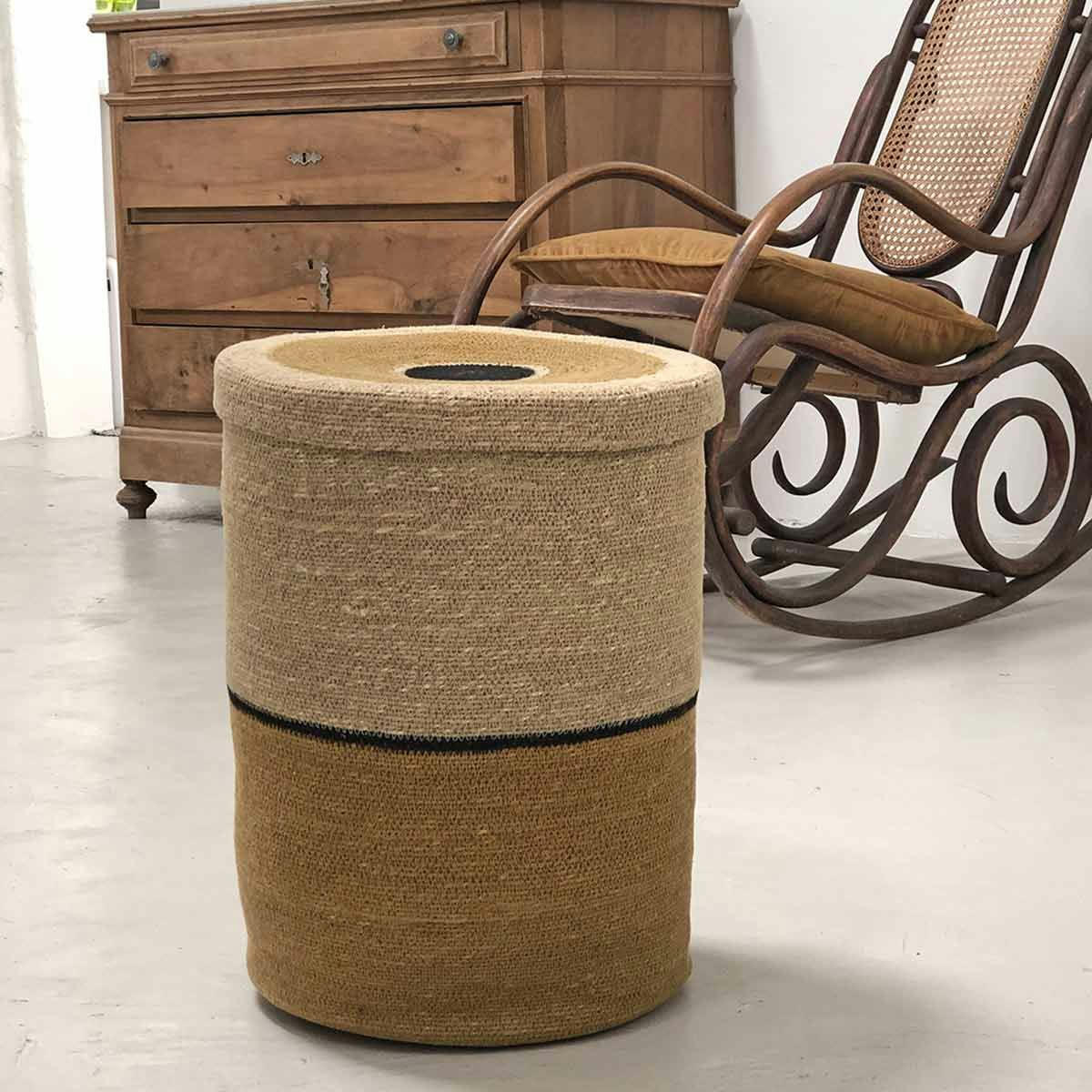 - Panier jonc de mer bandes colorées