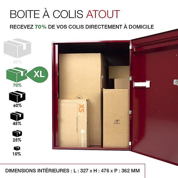 Boite à colis Atout 1 porte Rouge brillant RAL 3004 B