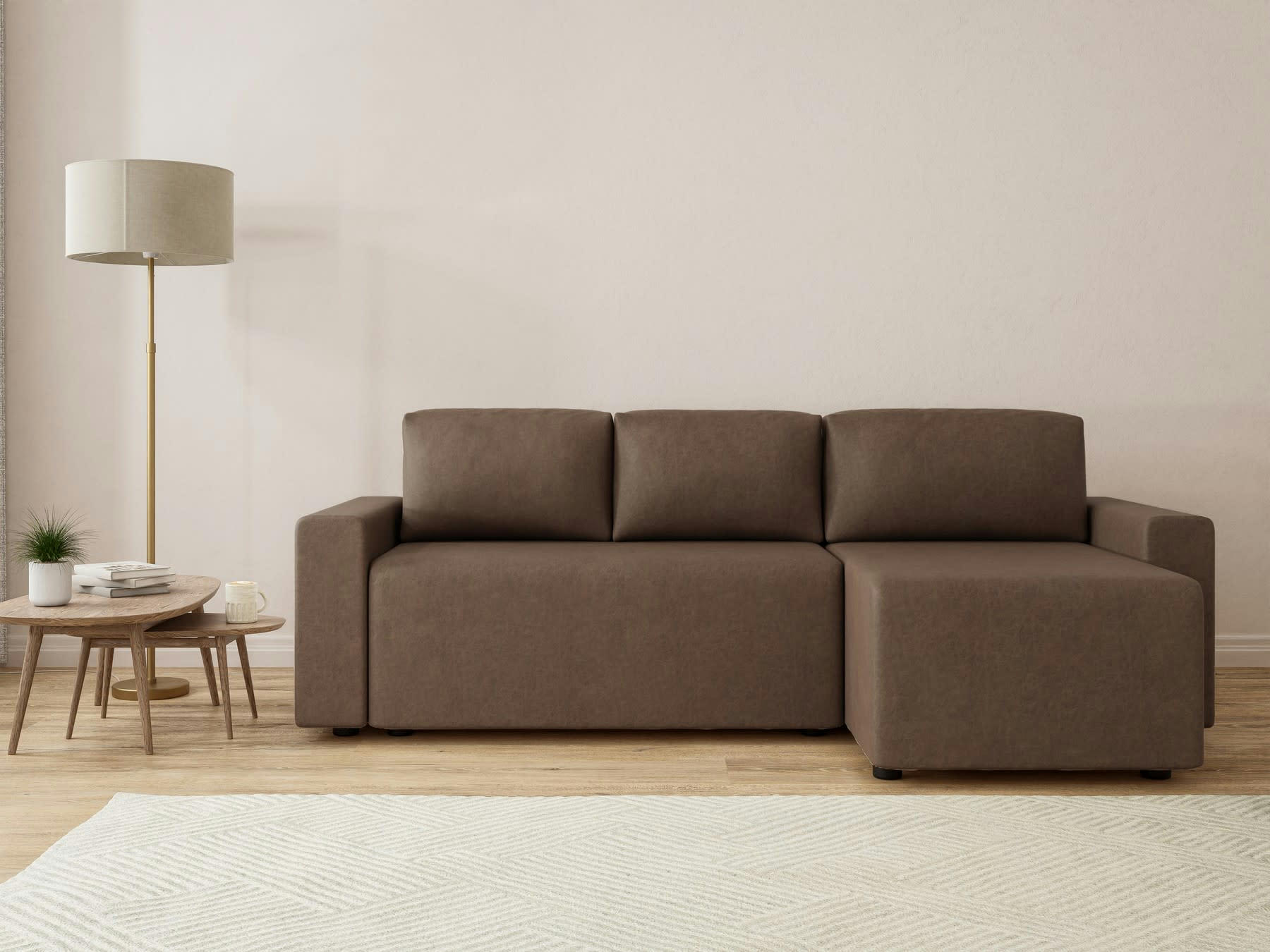 MAX - Canapé d'angle convertible en  4 places marron