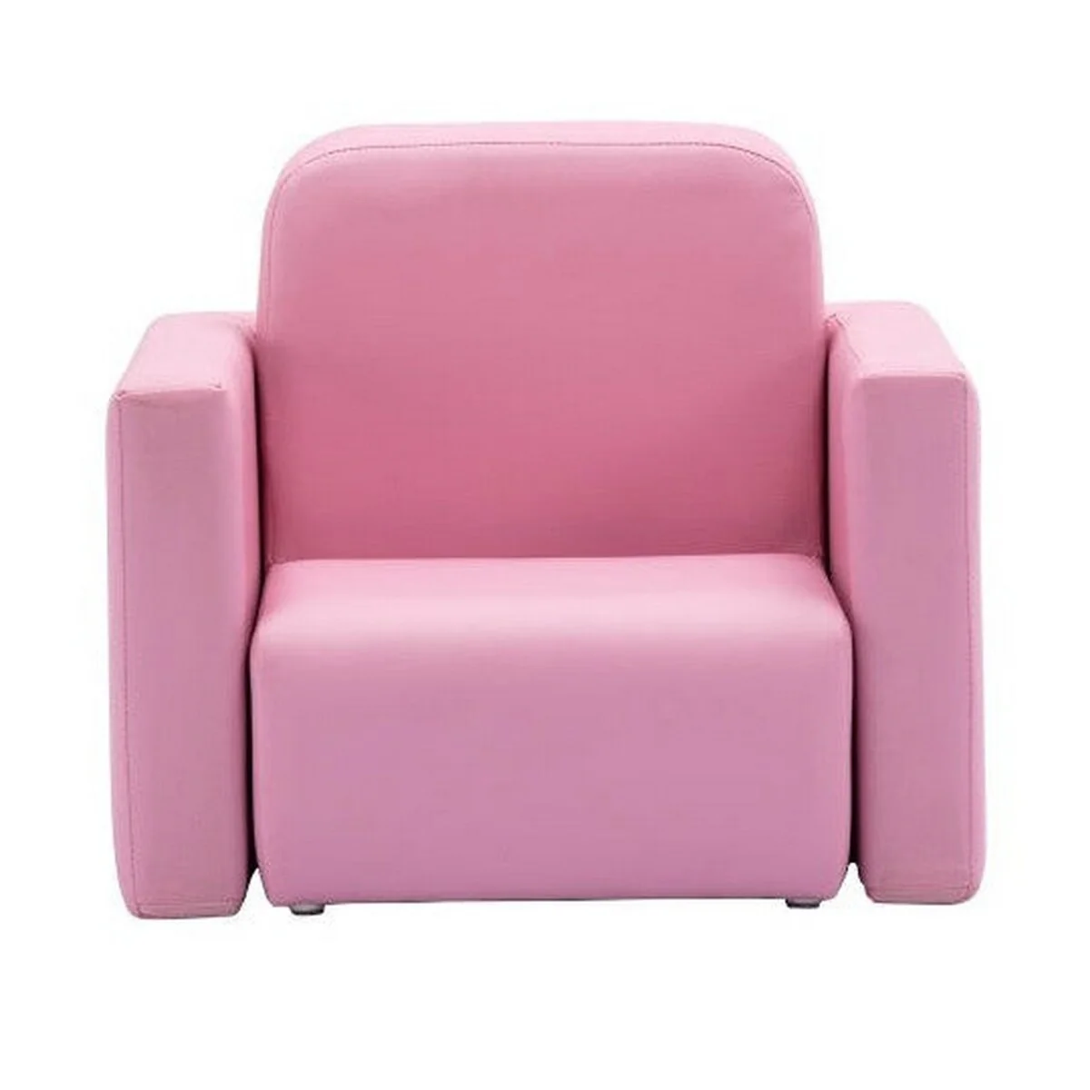 Bing 13 Inch Kids Convertible Table Armchair, Removable Track Arms, Pink