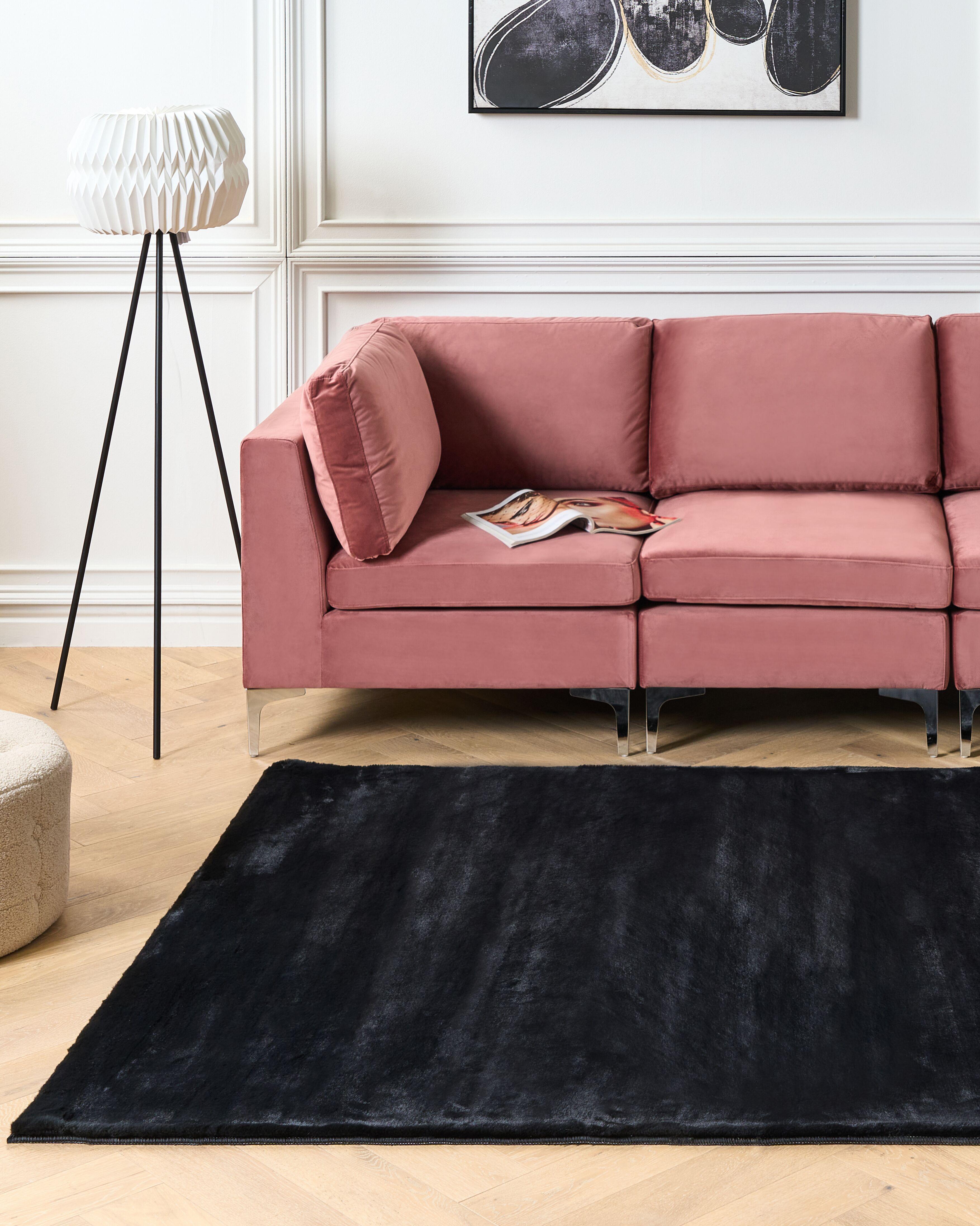 Faux Fur Rug MIRPUR Black 160 x 230 cm