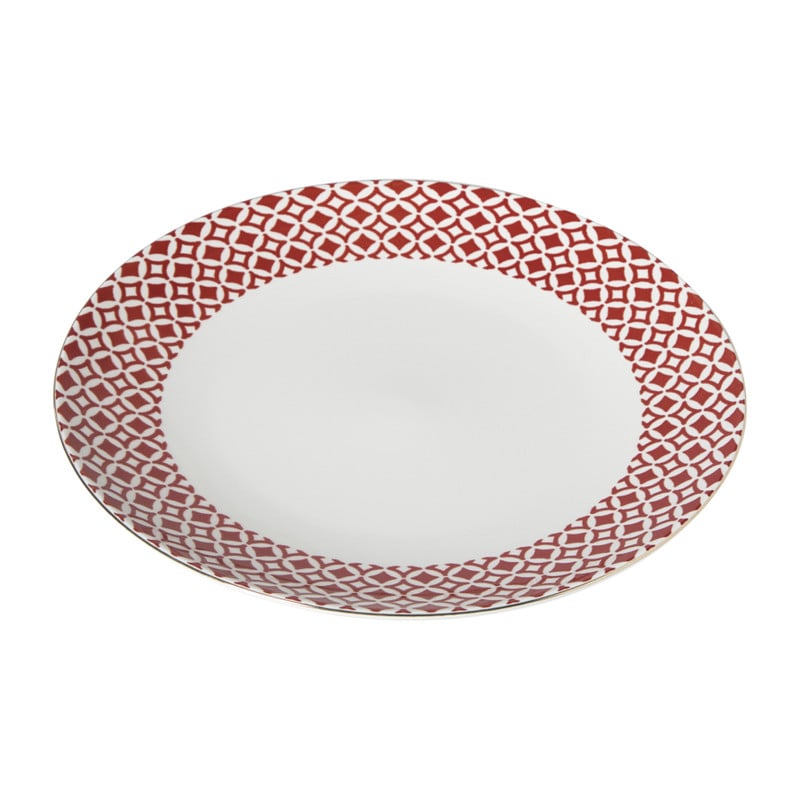 Dinerbord Mirna ruit - rood/wit - &Oslash;26.8x2.2 cm