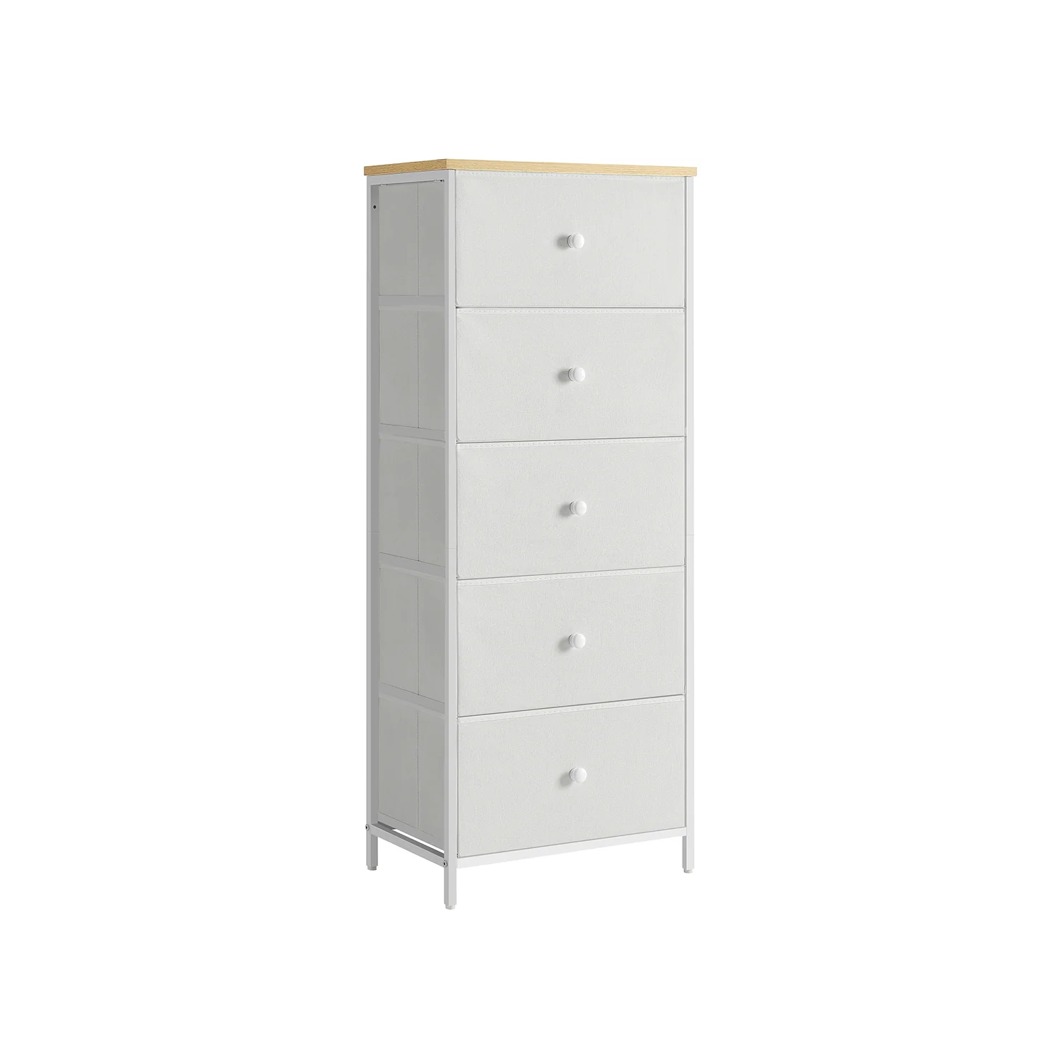 Commode colonne de rangement en tissu avec 5 tiroirs