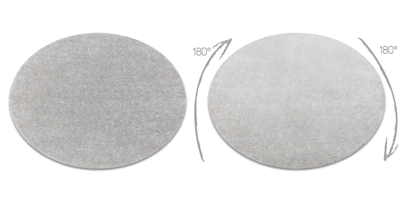Dywan BUENOS 7005 shaggy jednolity, jednokolorowy srebrny koło 80 cm