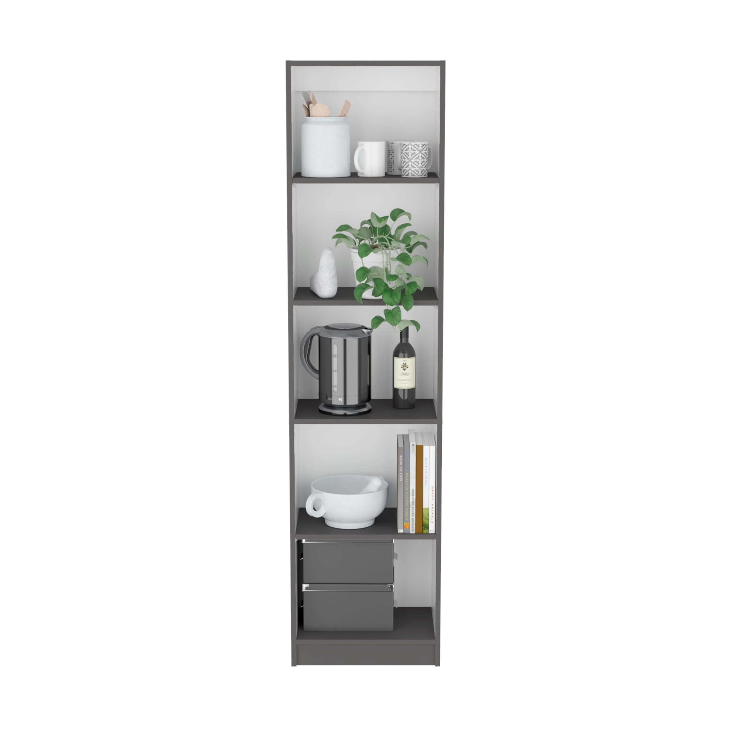 Vinton XS Bookcase Compact Bookshelf with Multiple Shelves
