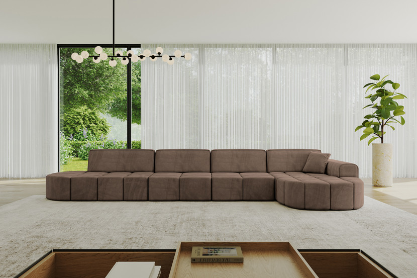 Narożnik prawostronny bez funkcji spania LIVO-L3 - 422x173x79,5 Brązowy