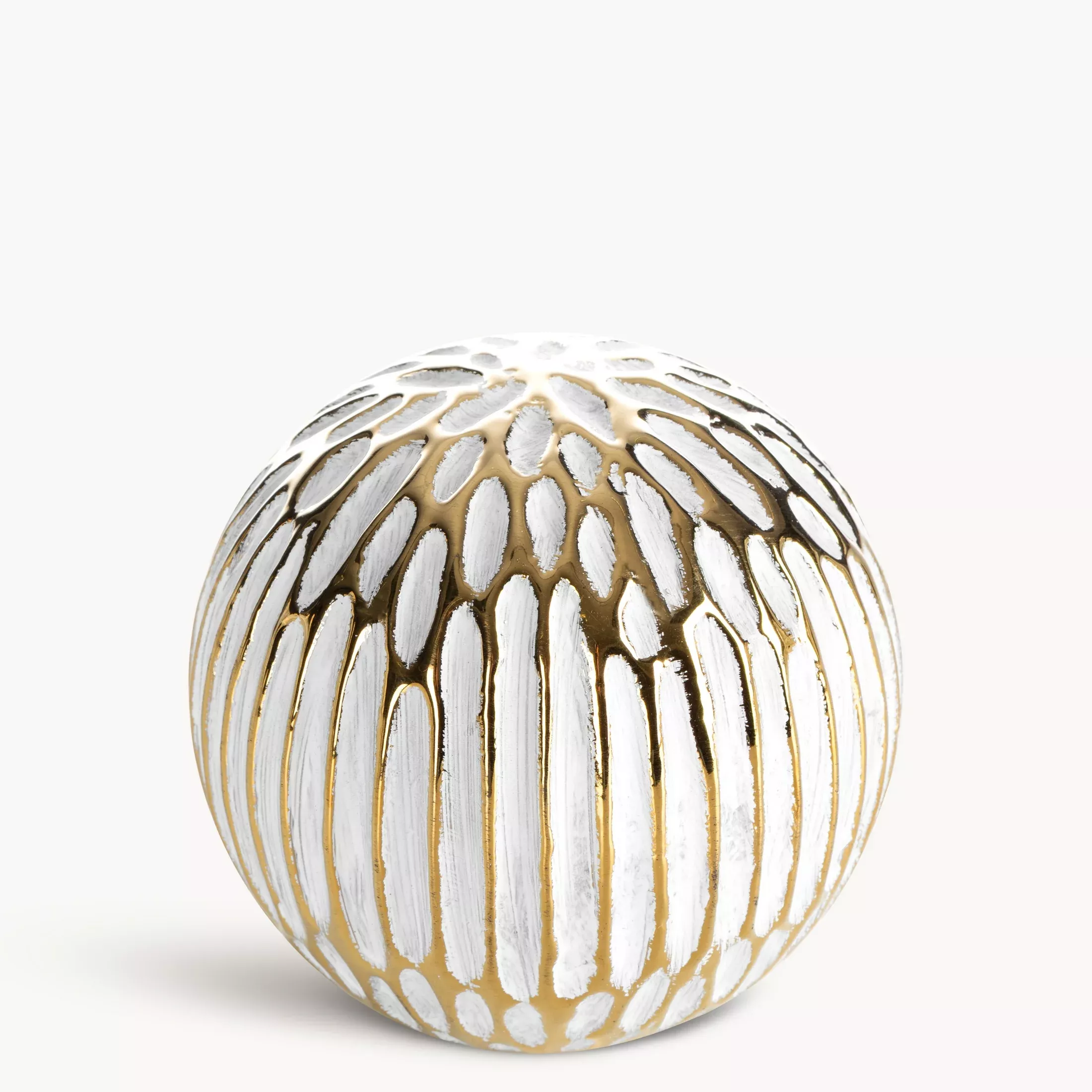 Kula ceramiczna biało, złota o ozdobnej fakturze 9x9 cm ANDREA