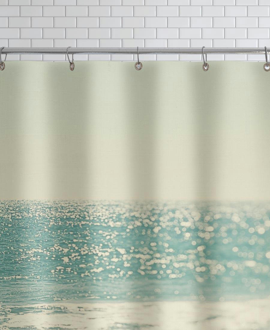 SWIM - Rideau de douche en polyester en bleu & turquoise 150x200