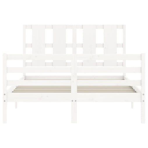 NNEVL Bed Frame with Headboard White 137x187 cm Double Solid Wood