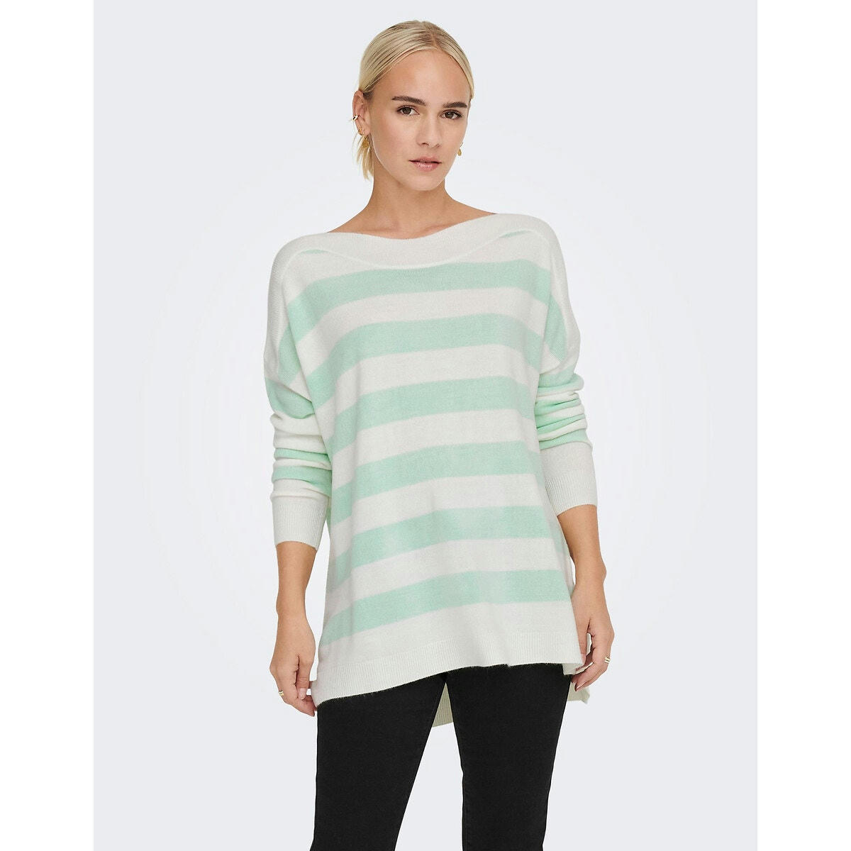 Pull rayé, col bateau