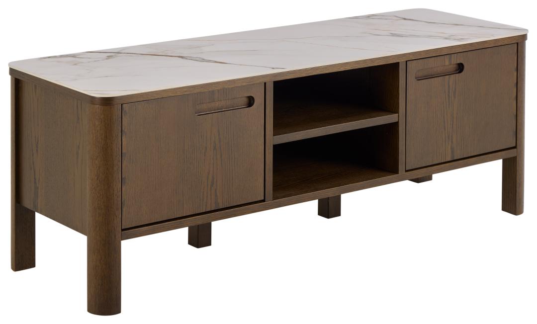 Rebellenclub Leda TV-meubel - 120 x 40 cm - Marmerlook / Gerookt Eiken