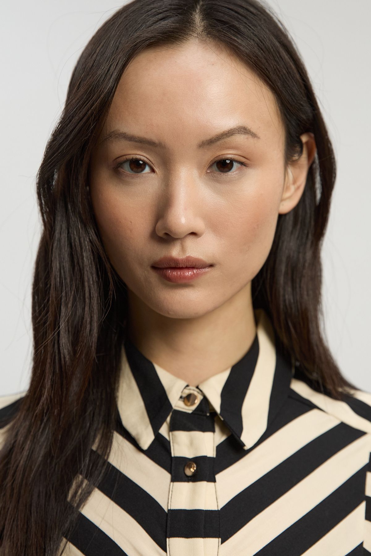 KarenMillen Mono Fluid Stripe Cotton Mix Woven Shirt Dress